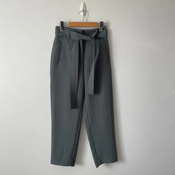 Aritzia Wilfred Tie-Front Jallade Cropped High Waisted  Pant Green Size 0 - Picture 2 of 6